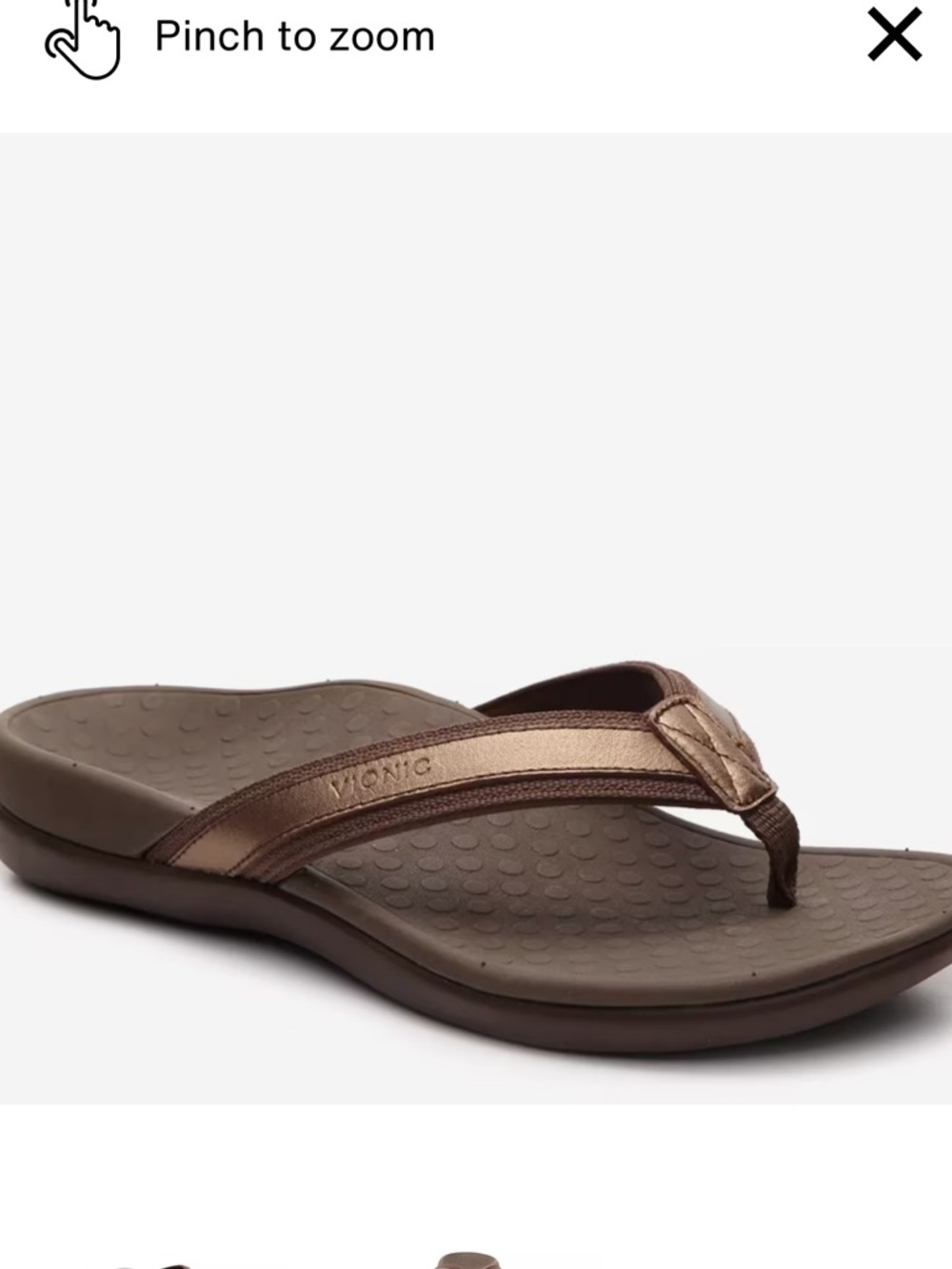 Vionic Brown Metallic Thong Sandal